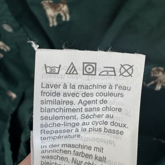 J CREW Slim Perfect Shirt Dog Embroidery Green Women’s 12 Slim Button Up Cotton - Picture 6 of 10